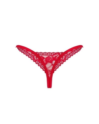 Obsessive Lacelove thong - кружевные эротические стринги, XS/S (красный)